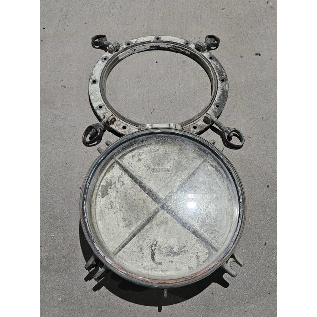 1950s Vintage Ships Porthole Window Brass & Aluminum For Sale In Los Angeles - Image 6 of 12