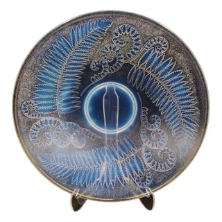 Art Deco Glass Bowl with Ferns by Etling, 1920s For Sale