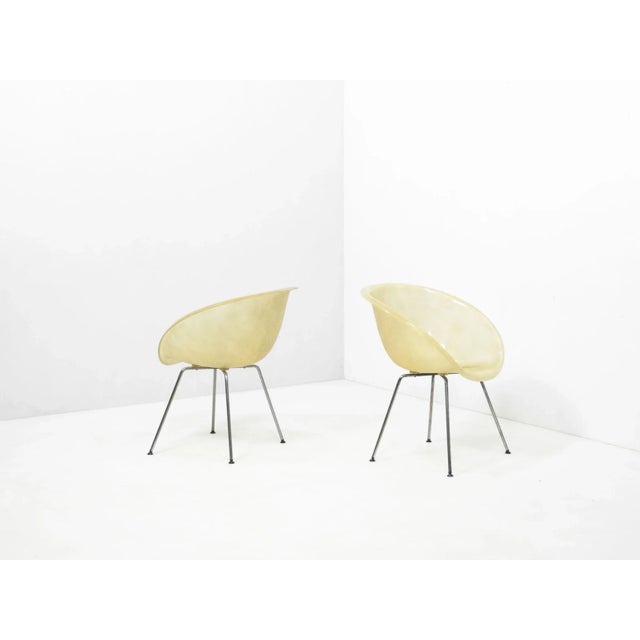 Metal Set of Vintage Fiber Glass Shell Chairs For Sale - Image 7 of 7