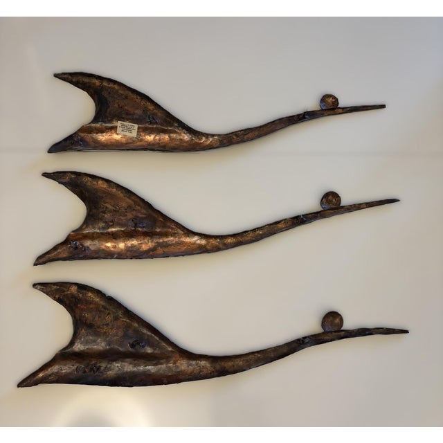1970s Brutalist Copper Bird Wall Sculptures from Hans Arnold, Germany, 1970s, Set of 3 For Sale - Image 5 of 8