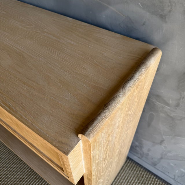 Ayer White Oak Console Table With Drawers and Brass Hardware For Sale - Image 10 of 12