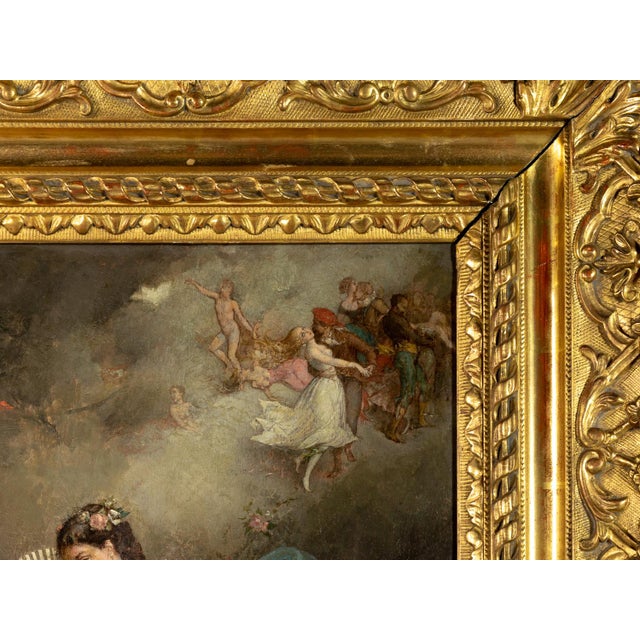 Jean Baptiste Antoine Emile Beranger, Neoclassical Romantic Love Scene, 19th Century, Oil on Canvas For Sale - Image 7 of 10