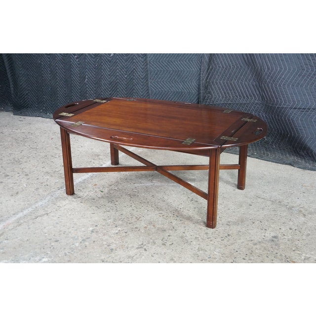 Brown Vintage Statton Old Towne Cherry English Chippendale Style Butlers Coffee Table For Sale - Image 8 of 18