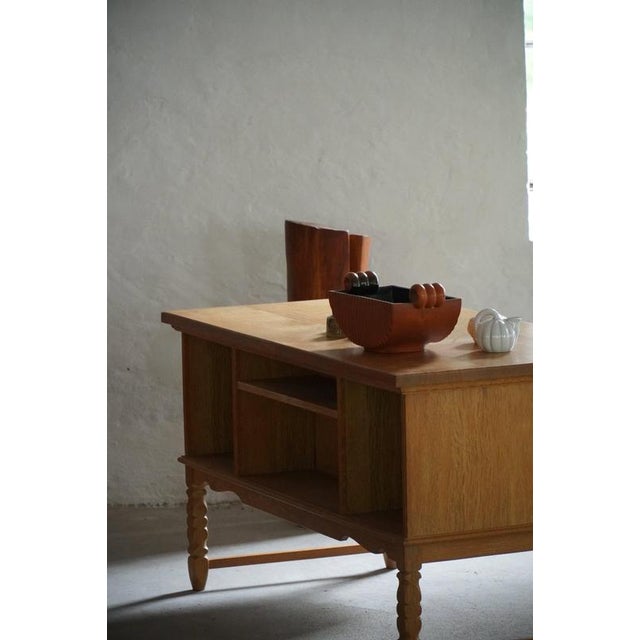 Mid-Century Modern Danish Freestanding Oak Writing Desk by Henning Kjærnulf, 1960 For Sale - Image 17 of 18