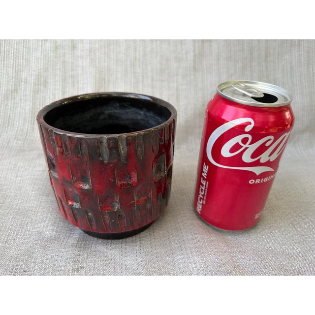 Vintage Red Black Planter Italy For Sale - Image 10 of 13