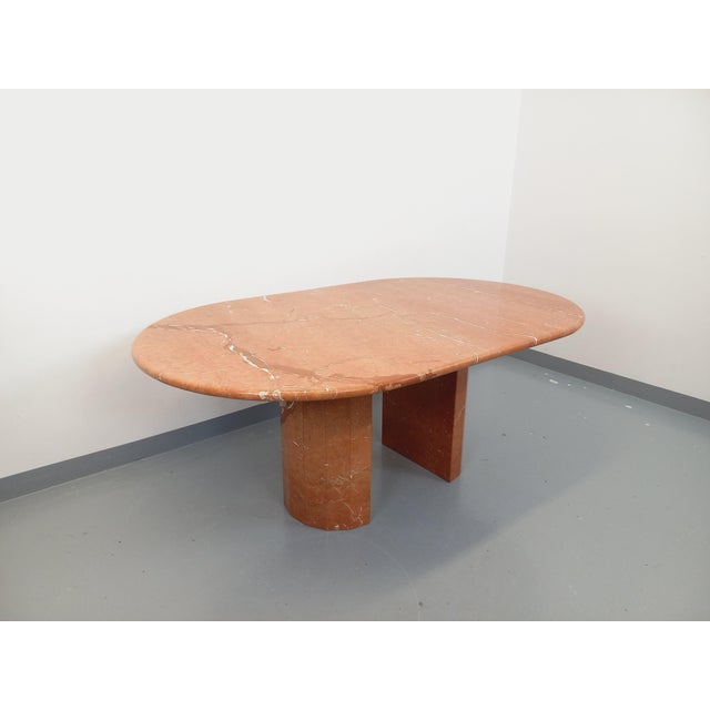 1970s Vintage Oval Dining Table in Pink Marble, 1970s For Sale - Image 5 of 18