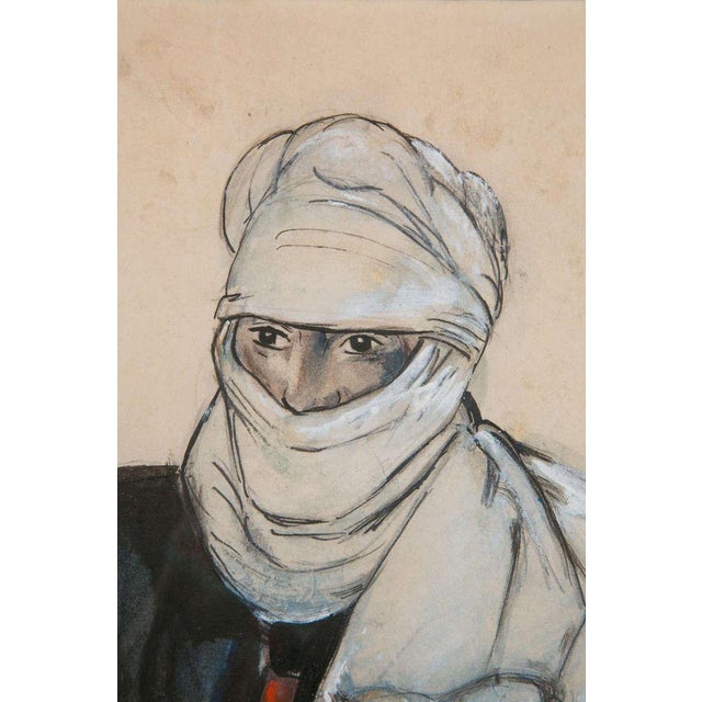 Touareg in Hoggar Gouache by Monique Cras, Art Deco, 1942 For Sale - Image 4 of 9
