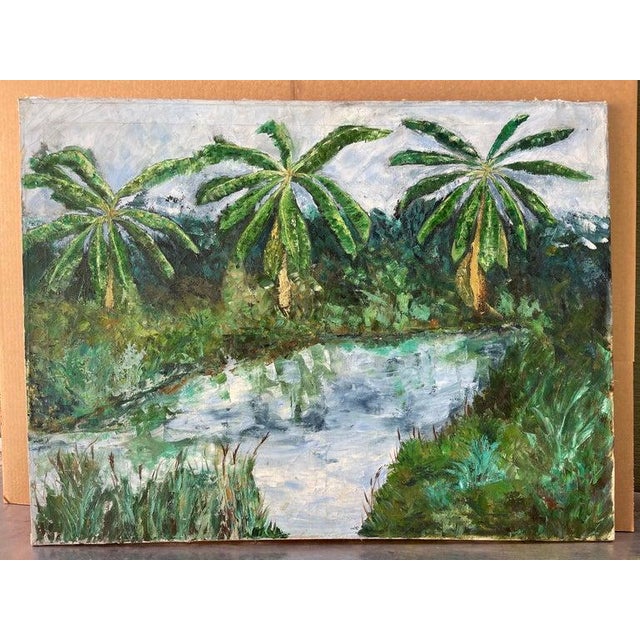 Realism Large Tropical Painting of Palm Trees For Sale - Image 3 of 12