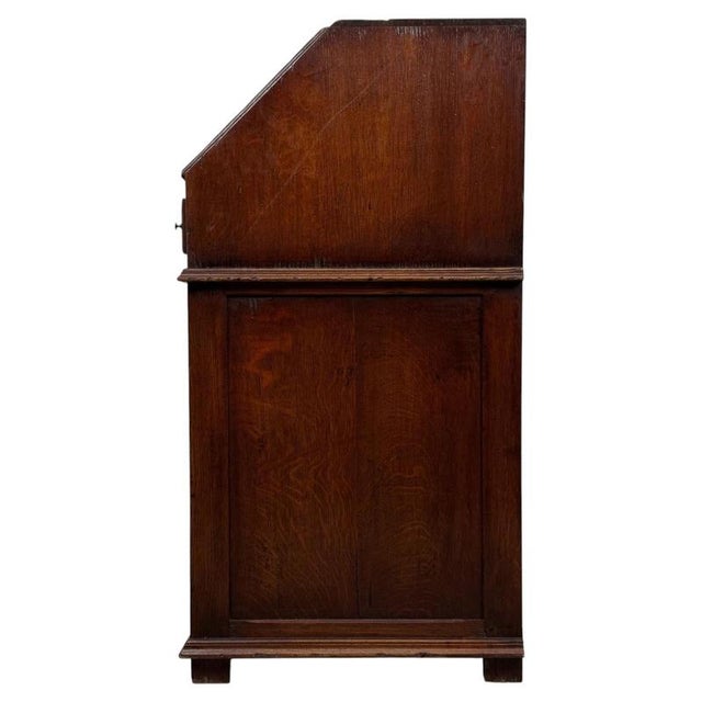 Antique Early 20th Century English Oak Bureau with Fitted Interior For Sale - Image 13 of 14