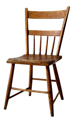 Antique Plank Seat Farmhouse Chair