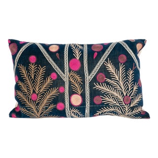 Early 20th Century Old Silk Velvet Suzani Pillow Cover For Sale