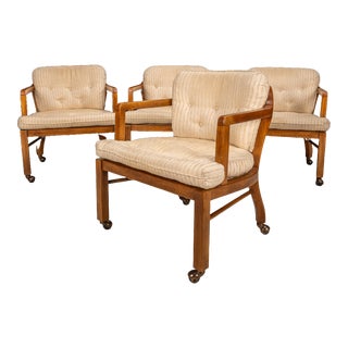 1970s Drexel Heritage Passage Wheeled Dining Chairs - Set of 4 For Sale