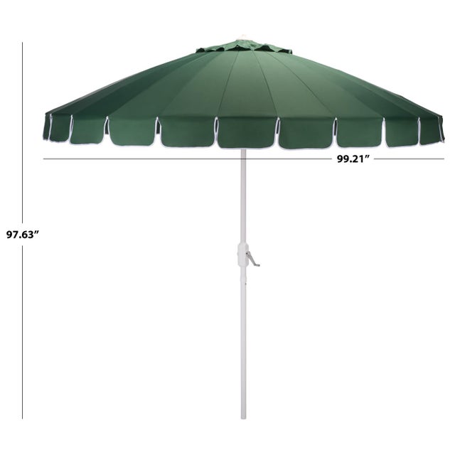 Modern Panza 9 Ft Crank Umbrella, Green/White Pole For Sale - Image 3 of 9
