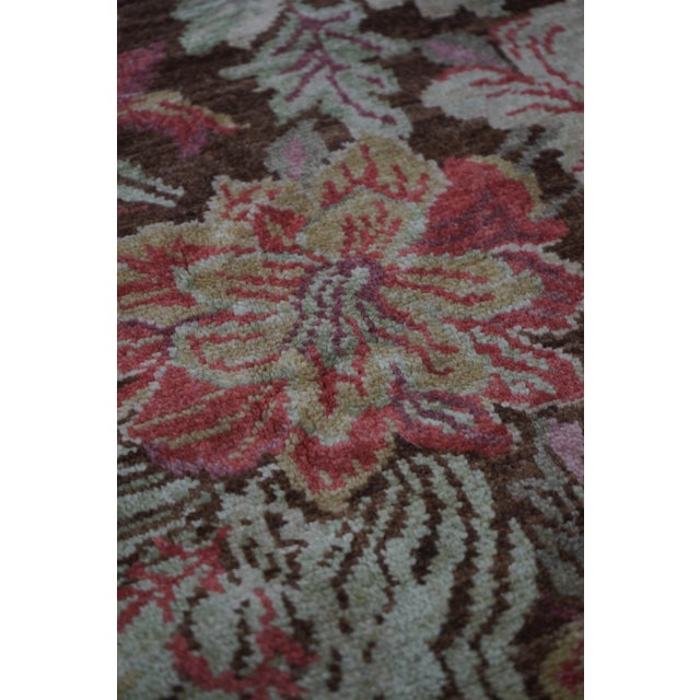 Beige Wool Beige & Brown Floral Pattern Approx. 8x10 Rug For Sale - Image 8 of 10