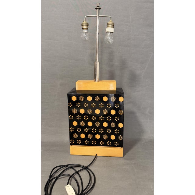 Lacquered Table Lamp with Geometric Decor, 1970s For Sale - Image 10 of 13