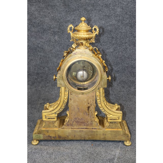 Late 19th Century 19th C. French Louis XVI Style Ormolu Clock Set by Deniere For Sale - Image 5 of 17