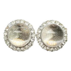 Vintage 1960s Signed Castlecliff Clear Rhinestone Clip Earrings - 2 Pieces