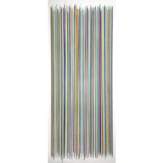 Sarah Vaaler Modern Minimalist Color Pencil Drawing With Multicolor Stripes of Blue, Green and Magenta For Sale