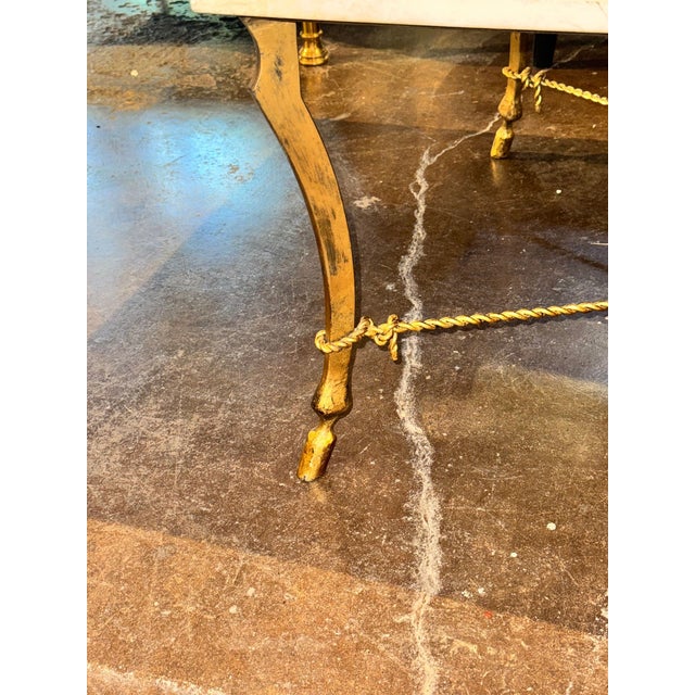 Vintage Italian Gilded Iron and Travertine Coffee Table For Sale - Image 4 of 9