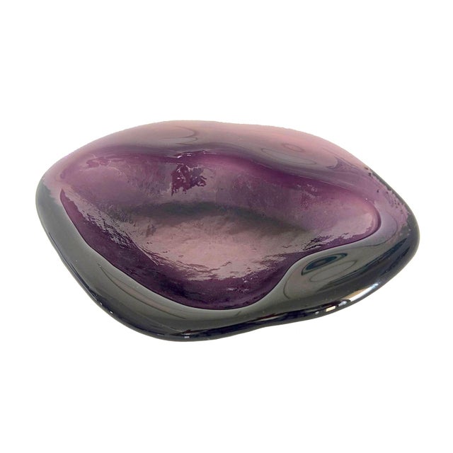 Amethyst Vintage 1950s Blenko Glass Free Form Amoeba Dish Designed by Winslow Anderson For Sale - Image 8 of 12