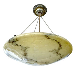 Large Art Deco Pendant Light in Marble Glass, 1930s For Sale