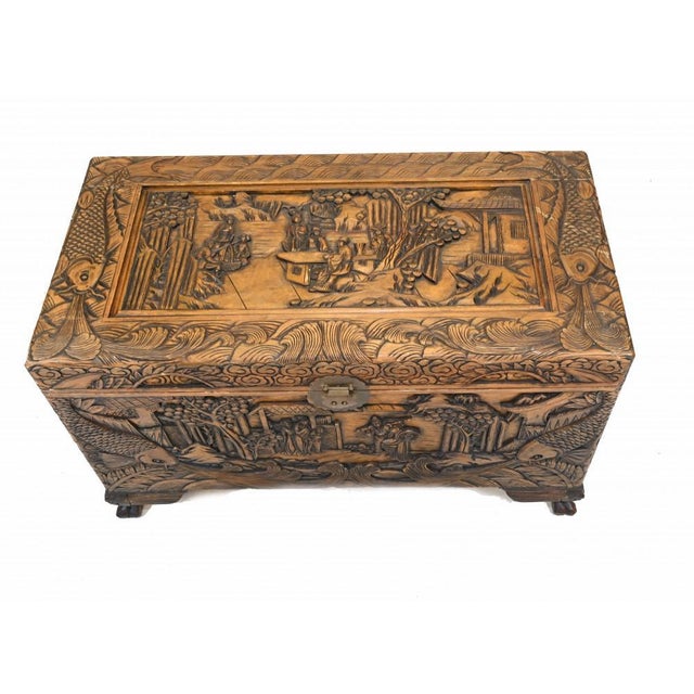 You are viewing a gorgeous Chinese camphor chest intricately carved Circa 1930 on this chest Would make for a great...
