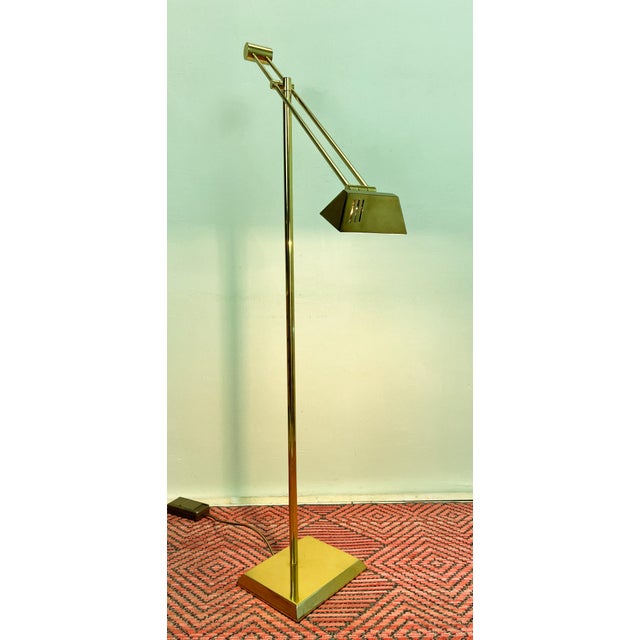 Brass Counter Balance Floor Reading Lamp from Hilleband, 1970s For Sale - Image 11 of 16