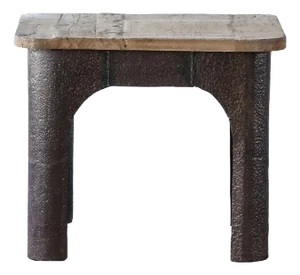 Matthew Izxo Home Textures Iron and Reclaimed Wood Side Table