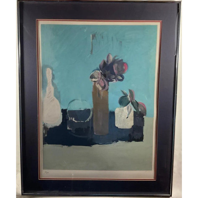 Ephraim Roeytenberg (Fima) Blue Abstract Lithograph, 1960s — Signed Limited Edition, Framed For Sale - Image 4 of 8
