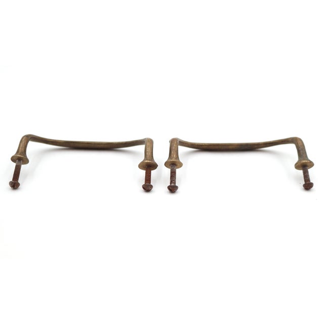Pair of Vintage 3.5 In. Bridge Brass Drawer Pulls For Sale - Image 4 of 4
