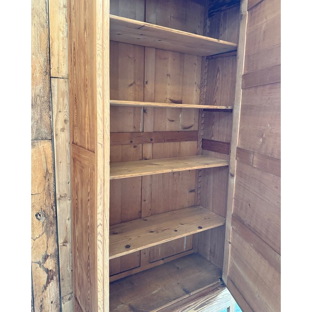 Antique Pitch Pine Mirrored Wardrobe, 1890s For Sale - Image 9 of 10