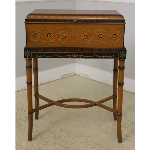Neoclassical Paint Decorated Flip Top Box on Stand For Sale - Image 13 of 13