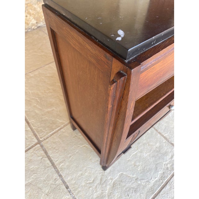 Art Deco Walnut Nightstand with Black Marble Top, 1920s For Sale - Image 4 of 18