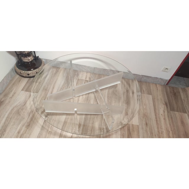 Glass Coffee Table with Acrylic Glass Base For Sale - Image 11 of 12