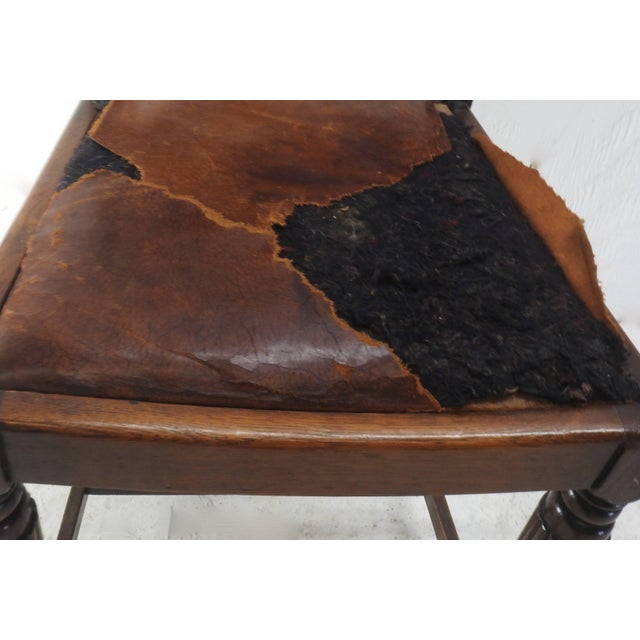 Early 19th Century English Oak Chairs With Leather Seats For Sale - Image 4 of 11