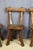 Set of four Brutalist-style chairs. Note a few minor signs of woodworm. DIMENSIONS: 0.83m high, 0.39m wide, and 0.40m deep.