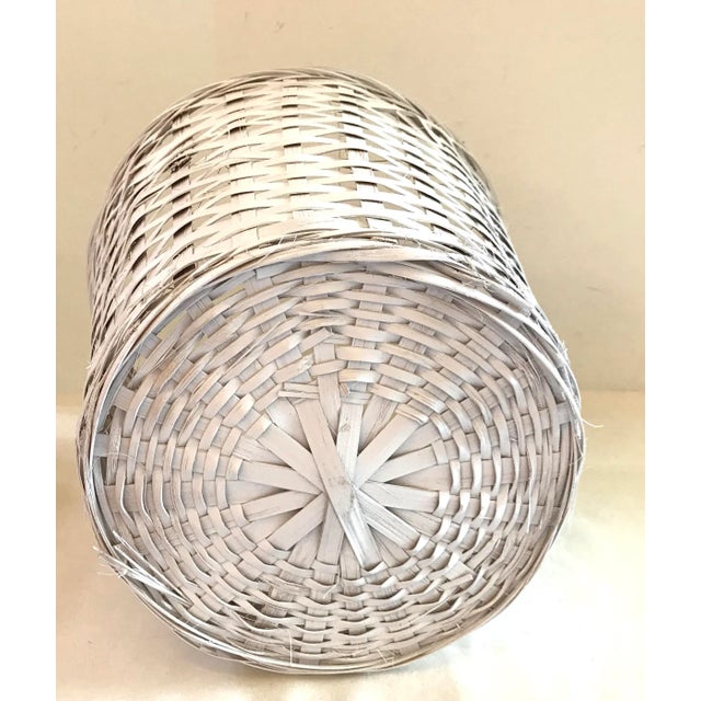 Vintage White Wicker Waste Basket For Sale In Dallas - Image 6 of 7