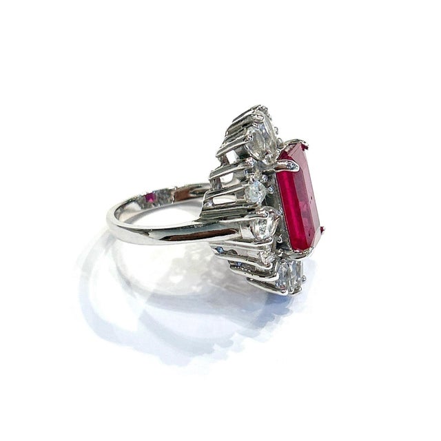 Bochic "Orient" Emerald Cut Ruby & White Topaz Ring Set In 18K Gold & Silver For Sale - Image 14 of 18