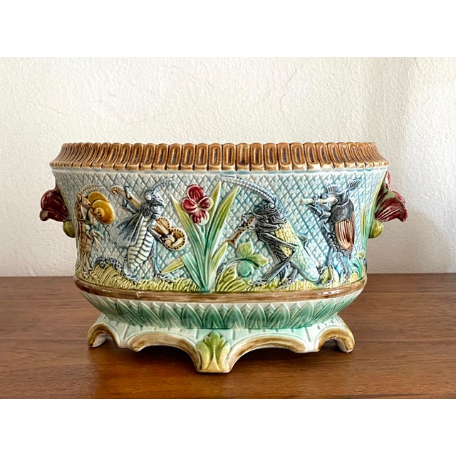Antique French Oval Earthenware Planter, 1890s For Sale - Image 9 of 9