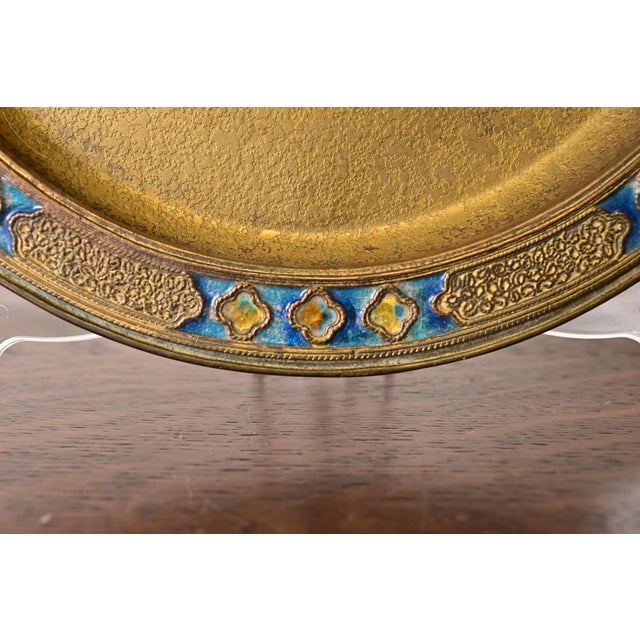 Metal Louis Comfort Tiffany Furnaces Favrile Bronze Doré and Enamel Charger Plate or Tray, 1920s For Sale - Image 7 of 12
