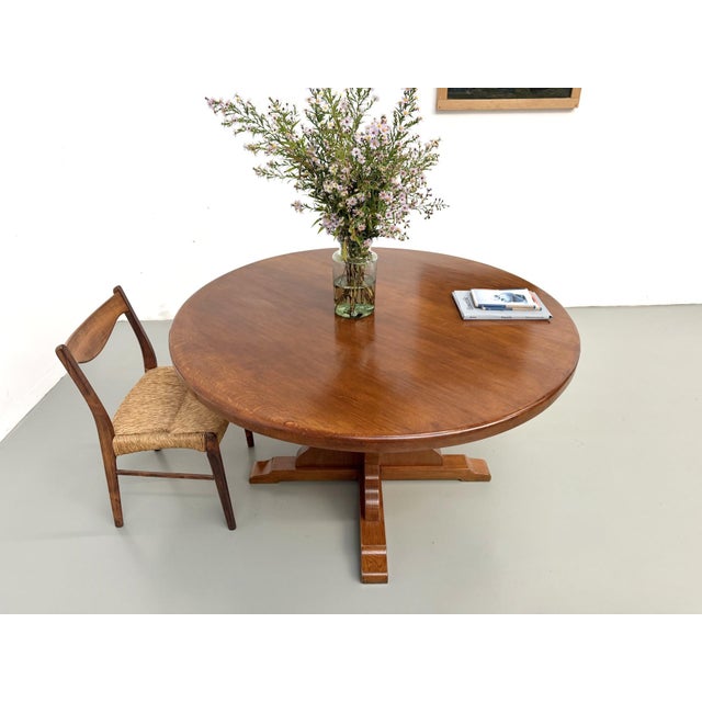1960s Brutalist Round Table in Oak, 1960s For Sale - Image 5 of 18
