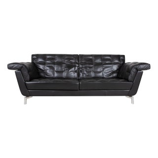 Three-Seater Sofa in Black Leather from de Sede For Sale