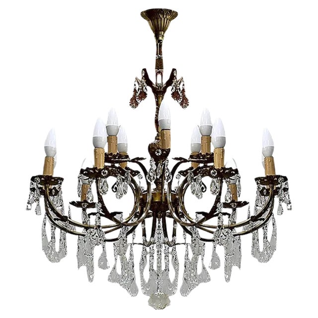 Crystal Chandelier, 1950s For Sale