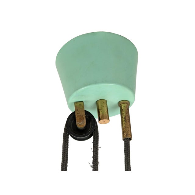 Mid-Century Modern Italian Aquamarine and Brass Counterweight Pendant from Stilnovo, 1950s For Sale - Image 6 of 10