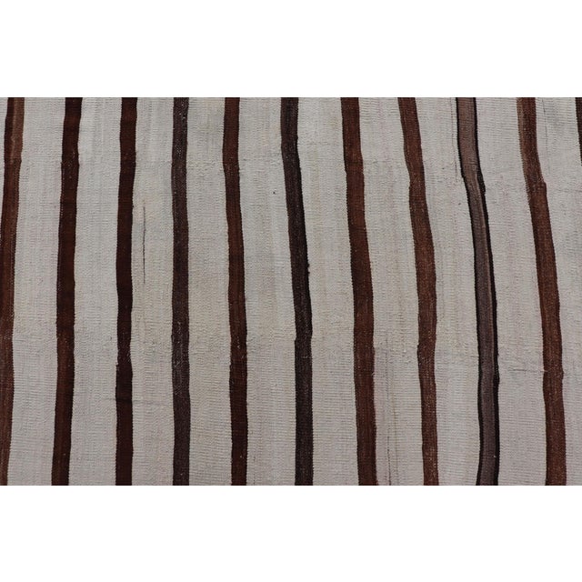 Vintage Turkish Kilim in Wool With Geometric Striped Panel Design 14'8" X18'6" For Sale - Image 9 of 13