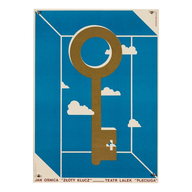 Golden Key Puppet Theatre Poster by Jan Osnica, 1980s For Sale