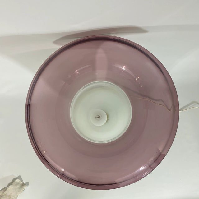 Barbini Murano Glass Tulip Mauve and White Lamp For Sale - Image 9 of 12