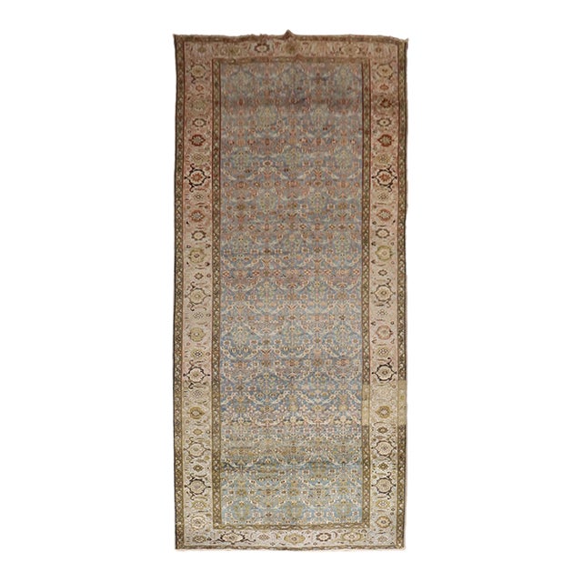 Early 20th Century Blue Persian Malayer Corridor Rug - 6'4" x 16'9" For Sale