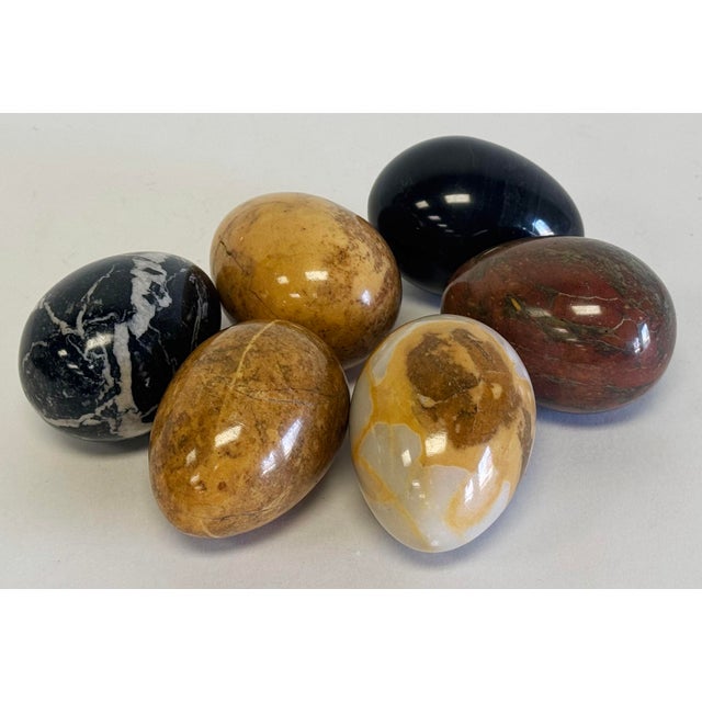 Mid 20th Century Vintage Polished Natural Stone Eggs, Set of 6 For Sale - Image 5 of 7