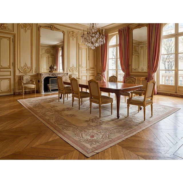 8x10 Vintage Aubusson Flat Weave Wool Rug, Beige Rose Bouquet For Sale - Image 13 of 14